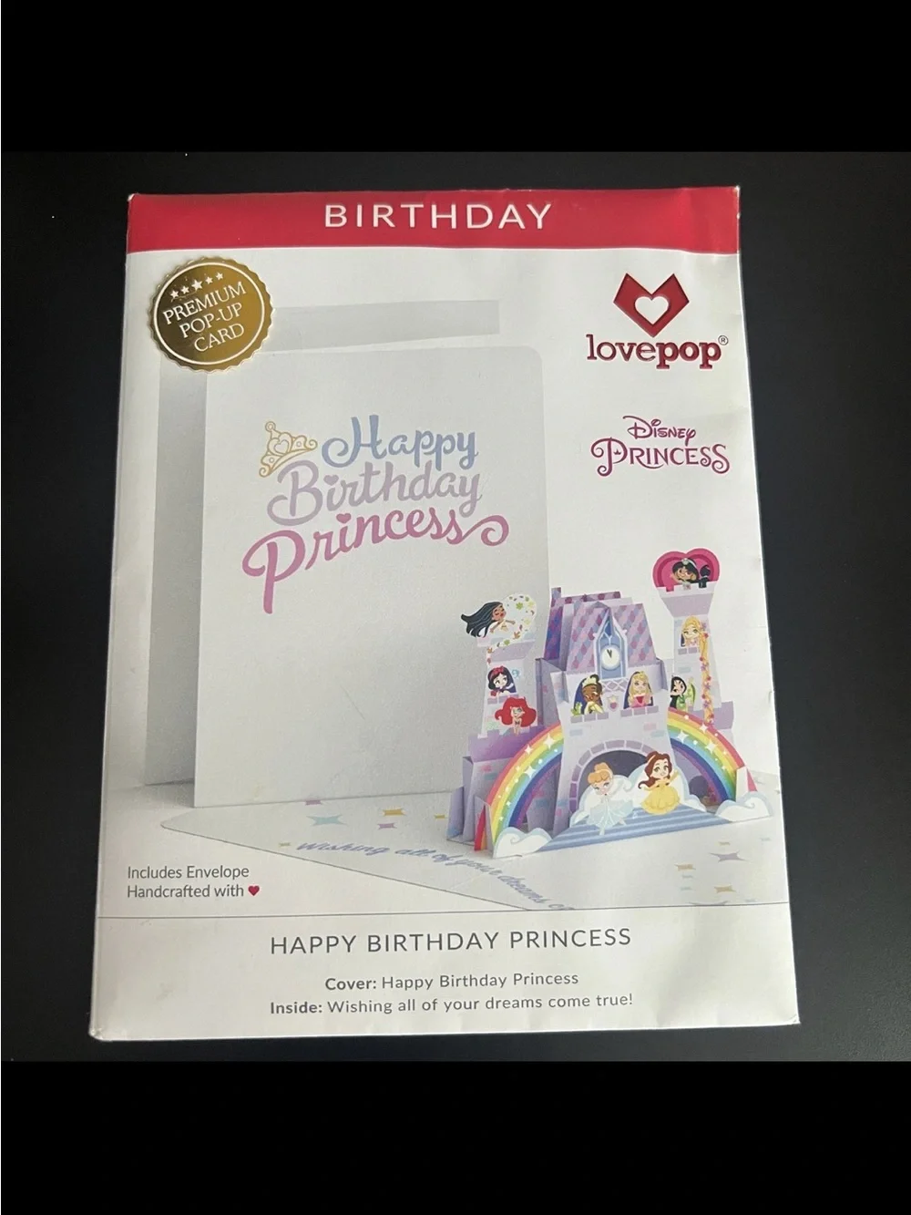 Lovepop Disney Princess Happy Birthday Princess Pop-Up Card - Pink